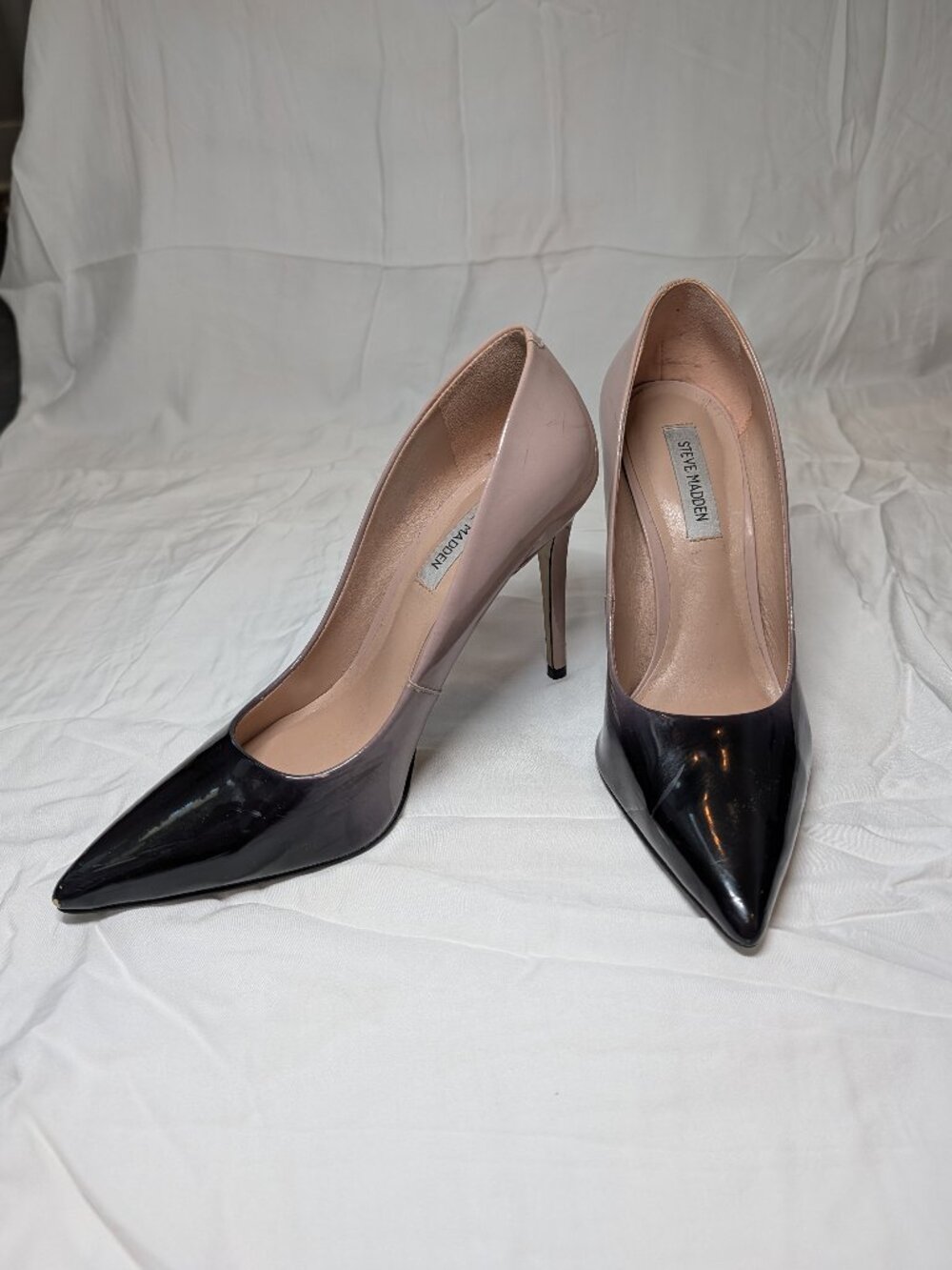 Steve Madden Zoey Ombré Patent Pointed Toe Pumps Blush Black 10